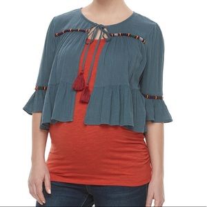 NWT a:glow Maternity Tassel Cardigan Size L